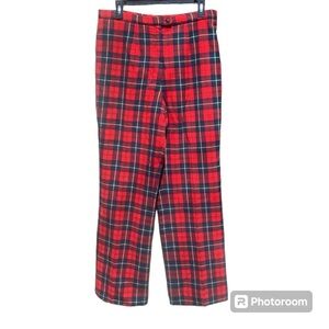 Pendleton Vintage Red Plaid Wool High Rise Pants